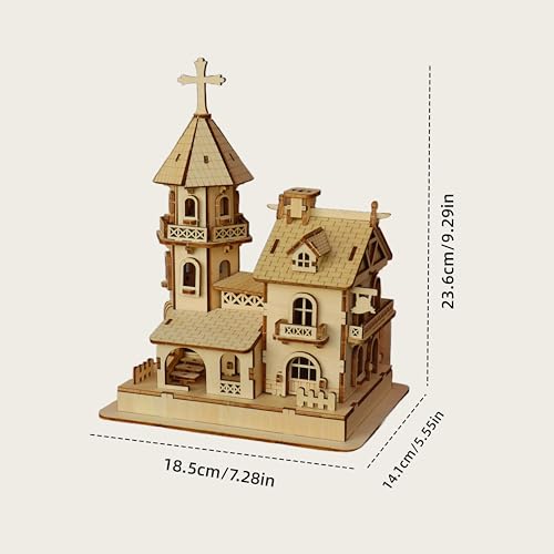 3D Wooden Puzzle Kit, DIY Architectural Wooden Building Model, Mechanical Castle House Model, Creative Craft Decoration for Home, for Adults and Teens