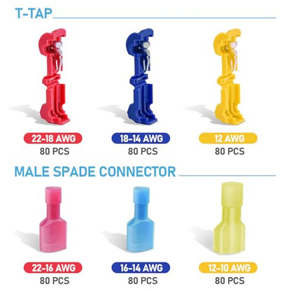 TICONN T Tap Wire Connectors, T Wire Quick Splice Connector, T Connectors for Wiring with Storage Case (480 Pcs) - style: 480 Pcs