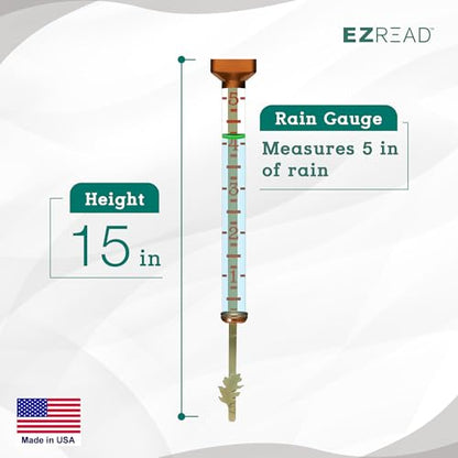 Headwind EZRead 15” Professional Outdoor Rain Gauge High-Visibility Float, Heavy-Duty, Weather-Resistant, Made in USA, Copper Finish - color: Copper