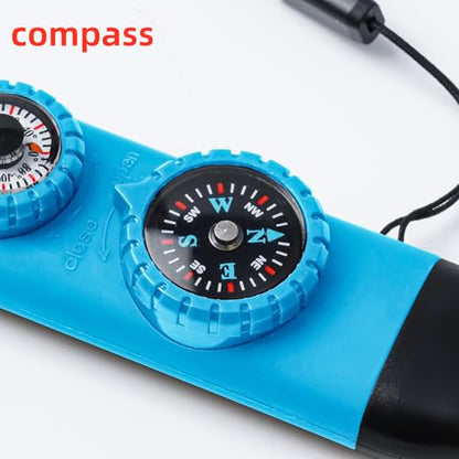 Emergency Survival Safety Whistle，Whistle for Kids with Lanyard,Compass,Thermometer,Ideal for Kayaking, Boating, Hiking, Camping, Climbing - color: Blue Whistle
