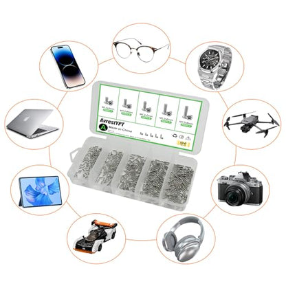 500Pcs 304 Stainless Steel Metric Micro Screws Nuts Assortment, M1.2x3/4/5/6/8mm Sizes, Phillips Pan Head, Fully Threaded Kit for Arduino, RC Models, Electronics, DIY Projects - size: M1.2x3/4/5/6/8-500Pcs