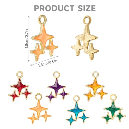 Heiolox 60PCS Four-Pointed Star Charms Alloy Charms Star Bead Frames for DIY Necklace Bracelet Earring Beads Jewelry Making