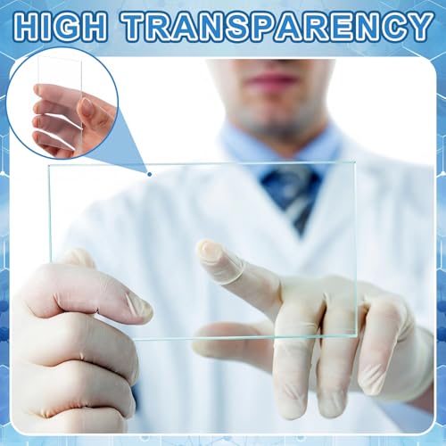 Sosation 50 Pcs Pre-Cleaned Glass Microscope Slides 75 x 50 mm/3" x 2" High-Transparency Microscope Slides for School Laboratories Professional Biological Observation