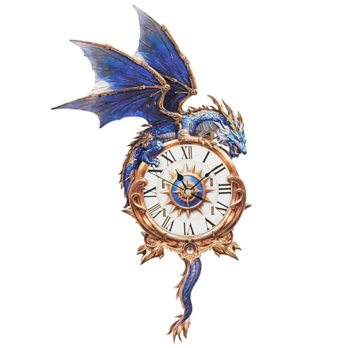 3D Puzzles for Adults, Blue Dragon Wall Clock 3D Wooden Puzzles Clock Kits for DIY Birthday Gift for Women Men Home Decor Holiday Christmas - color: Blue Dragon