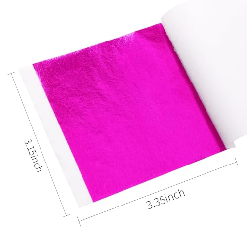 KINNO Gold Leaf Sheets for Art 300Pcs Hot Pink Gold Foil, 3.15" x 3.35" - color: 300 Sheets Hot Pink