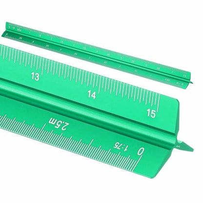 HARFINGTON Architectural Scale Ruler 12" Metric Aluminum Alloy Green | Small Scale, Architect Triangular, Laser-Etched Blueprint, Drafting Ruler, for Architects Engineers - color: Green, size: 12 Inch