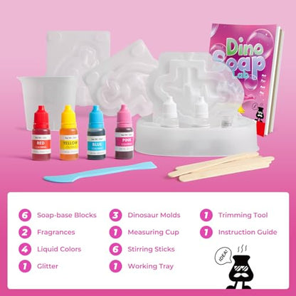 Dino Soap Making Kit, DIY STEM Craft, Gift for Girls & Boys 8+ - color: Pink