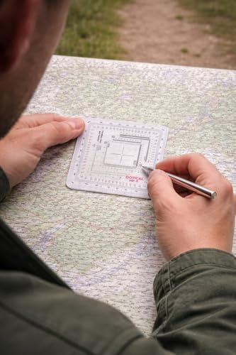 New and Improved Version Military Style MGRS/UTM Coordinate Grid Reader, and Protractor,Coordinate Scale Map Reading and Land Navigation Topographical Map Scale (Pack of 1)