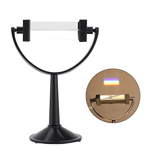 Garosa Optical Glass Triangular Prism with Stand for Physics Light Spectrum Teaching Tool Angle Change for Science Experiments