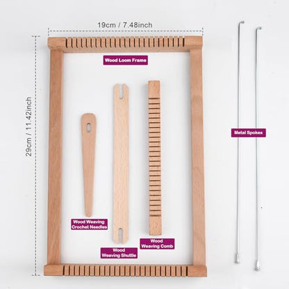 LYKTRIX Weaving Loom for Kids, Wooden Weaving Kit, Loom Kit for Kids Ages 8-12, Great Knitting Looms for Beginners and Girls Over 6 Years Old, Contains Enough Weaving Yarn 11.4" x 7.5" - size: 29×19cm