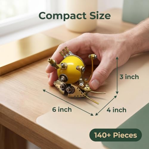 Steampunk Snail Metal Model Kit – 160+ Pcs DIY 3D Mechanical Insect Puzzle Screw Only Assembly Home Office Decor Gift for Father Husband Collectors (Snail-Y) - style: Snail-Y