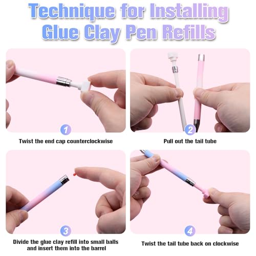 ZYNERY 2PCS Diamond Art Pen, Diamond Painting Pens Refillable, Glue Clay Pens for Rhinestones, Gem Art Rhinestone Picker Tool for 5D Gem Painting Includes 12 Glue Clay Refills - color: 2 Gradient Pens + 12 Glue