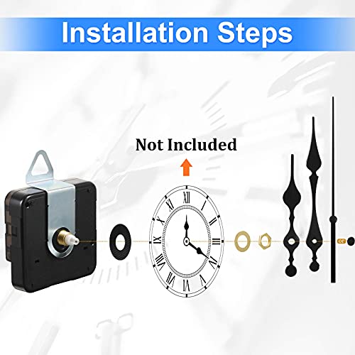 Outus 3 Pieces Non Ticking Quartz Clock Movement Mechanism with 6 Sets of Short Hands Battery Operated Clock Motor Kit for DIY Repair Replacement (13 mm) - size: 0.5 inch (13 mm)