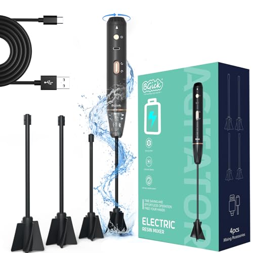 Upgraded Resin Mixer, Handheld Rechargeable Mixer with Minimizing Bubbles,Epoxy Resin Mixer for Resin, Silicone Mixing, Resin Molds, DIY Crafts (Included 4 pcs Paddles) (Black) - color: Black