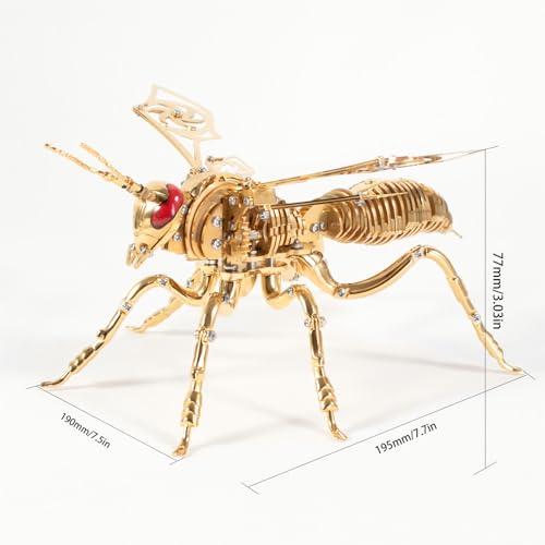 3D Metal Puzzles for Adults, Mechanical Bee Insect Model Kit - color: Bee-gold