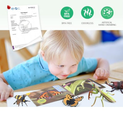 Bug Toys Figurines VOLNAU 12PCS Insect Animal Figures for Kids Toddlers Christmas Gifts Decorations Educational Bee Beetle Mantis Spider Ladybug Butterfly Plastic Model
