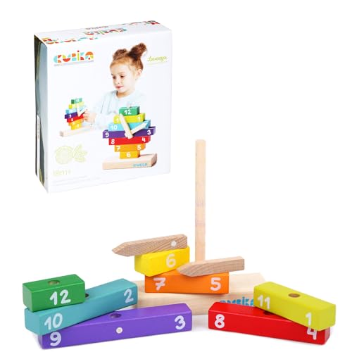 CUBIKA Wooden Clock Construction Kit – Montessori Stacking Toy for Toddlers Ages 3+ – Made from Natural Wood with Water-Based Paints – Travel-Friendly Educational Gift for Boys & Girls - style: Clock Construction Set