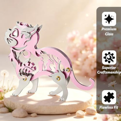 Pink Dream Cat Stainless Steel 3D Metal Puzzle Model Kit Art Craft - color: C04-pink Dream Cat