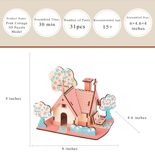Log Cabin 3D Wooden House Puzzle,DIY Mini Building Model Kit，003 - color: 003