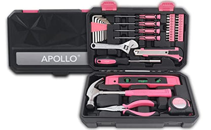 Apollo Tools 39 Piece General Household Tool Set, Pink DT9711P - color: Pink, size: 39-Piece (with Long Nose Pliers + Wrench)