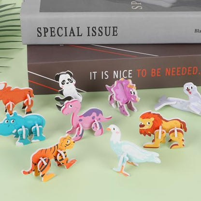 CCINEE 25 Pcs Educational 3D Cartoon Puzzles for Kids,3D Animal Learning Educational Paper Puzzle Game for DIY Crafts Gifts - style: Animal