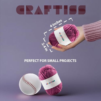 CRAFTISS 30 of 20g/0.7Oz Acrylic Yarn Mini Skeins - 1300 Yards of Soft Yarn for Crocheting and Knitting Craft Project, Assorted Starter Crochet Bulk Kit for Adults and Kids - Mothers Day Gift