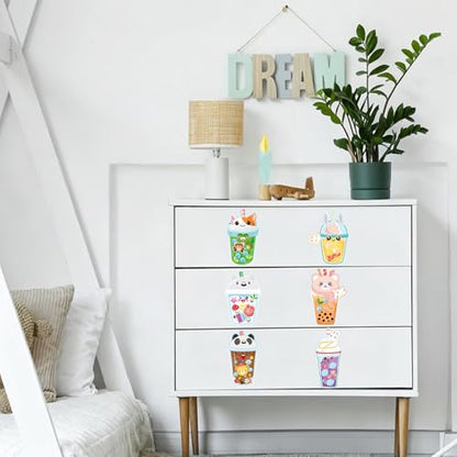 24 Sheets Bubble Tea Make a Face Sticker, Make Your Own Milk Tea Stickers Drink Mix and Match Sticker for Home School Classroom Crafts Activities Reward Birthday Party Favors - style: Bubble Tea