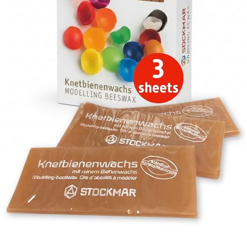 Stockmar Modelling Beeswax Sheets – 3 Sheets of Natural Color for Creative Sculpting, Handwork, Artistic Designs, and Shaping – Malleable Beeswax Arts and Crafts Supplies for Artists - size: 3 Sheets (Natural Colors)