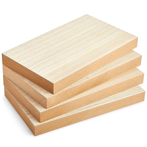 Bright Creations Unfinished MDF Wood Blocks for Crafts - 10 x 6 x 1 in, 4-Pack - Blank Wooden Blocks for Painting & Staining - size: Rect. 10x6x1in