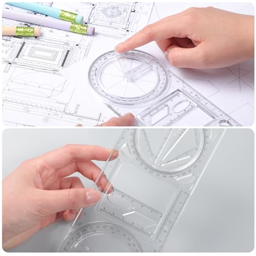 2 Pack 360 Degree Protractor, 6 Inch Multifunctional Drawing Ruler, Upgrade - style: Upgrade