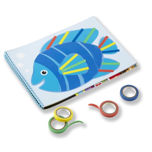 Melissa & Doug Tape Activity Book for Kids with 4 Easy-Tear Tape Rolls (Blue, Green, Red, Yellow) & 20 Reusable Scenes on Spiral-Bound Sheets, Road Trip Activities & Travel Toys for Kids Ages 4+ - size: 0.45 inch
