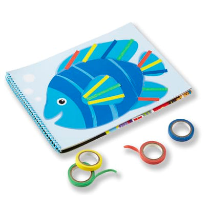 Melissa & Doug Tape Activity Book for Kids with 4 Easy-Tear Tape Rolls (Blue, Green, Red, Yellow) & 20 Reusable Scenes on Spiral-Bound Sheets, Road Trip Activities & Travel Toys for Kids Ages 4+ - size: 0.45 inch