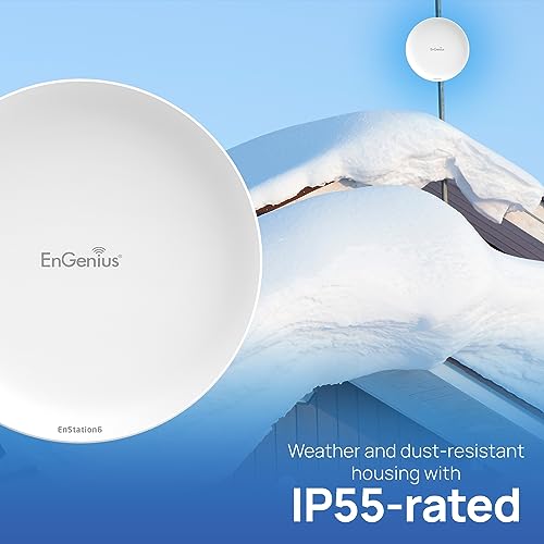 EnGenius Wi-Fi 6 (802.11ax) 5GHz 1,200 Mbps, 2x2 Outdoor Wireless Bridge, 26 dBm, high gain 19 dBi Directional Antenna, IP-55 housing, up to 6 Miles Point-to-Point [EnStation6 KIT] - size: 2-PACK KIT, style: AX
