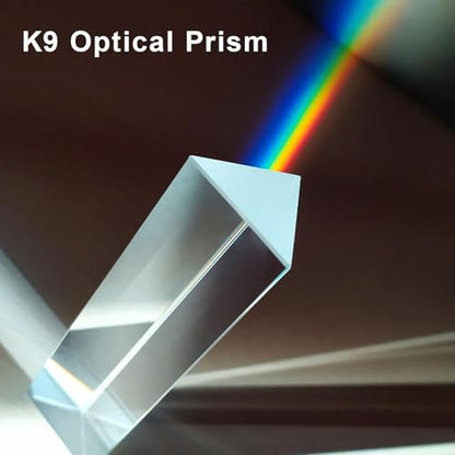 3 Pcs Equilateral Crystal Prisms Set - 1", 2" & 4" Glass Prisms for Physics Teaching, Rainbow Maker & Photography, Light Prism for Refracted Light Spectrum, Optical Triangular Prism Props