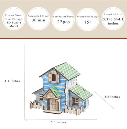 Log Cabin 3D Wooden House Puzzle,DIY Mini Building Model Kit，010 - color: 010