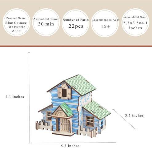Log Cabin 3D Wooden House Puzzle,DIY Mini Building Model Kit，010 - color: 010