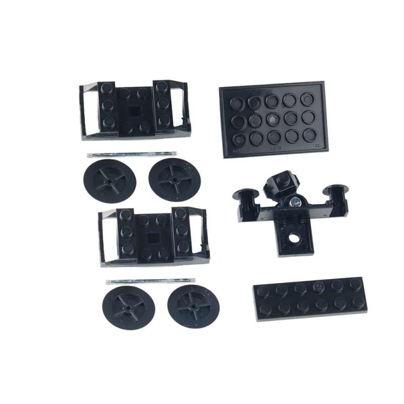 MOC City Creative Building Set – Train Base Wheels, Low-Loader Truck & Railway Tracks DIY Kit (Compatible with Technical Parts 92339, 92088, 4025) (2PCS Train Base) - style: 2PCS Train Base