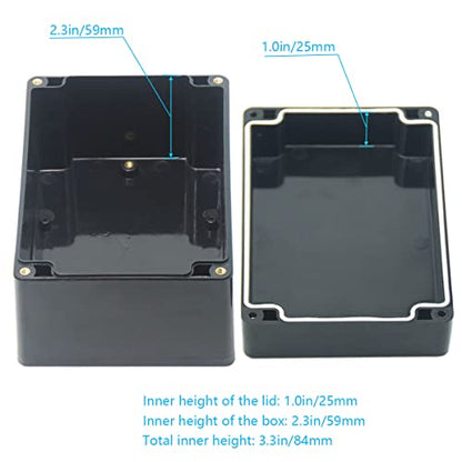 Junction Box, Zulkit Project Box IP65 Waterproof Outdoor Box ABS Plastic Electrical Boxes Electronic Enclosure Black 6.3 x 4.3 x 3.5 inch(160 x 110 x 90 mm)(Pack of 1) - size: 6.3" x 4.3" x 3.5"(Pack of 1)