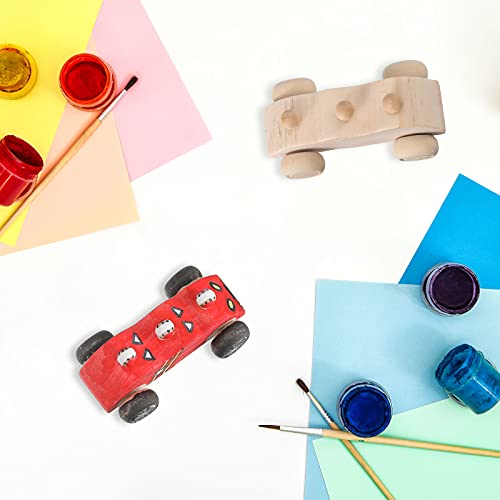 Zhanmai 24 Pcs Unfinished Wooden Cars DIY Paint Craft Toy for Kids Party