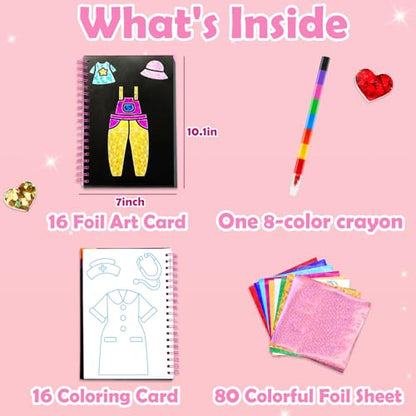 FUNNYB&G Foil Art Craft Kit for Kids, Sparkly Birthday Gift Toy for Girls - style: Dress