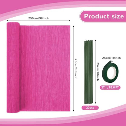 Crepe Paper Streamers 8 Rolls, 10 x 98Inch 8 Pink&Green Colors - color: Pink&Green