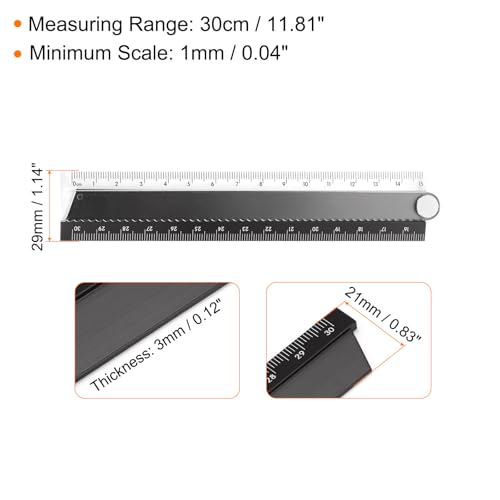 HARFINGTON 2pcs Folding Straight Ruler 30cm Metric Aluminum Alloy Protractor Foldable Angle Ruler Geometric Measuring Tool for Architects Artists Office, Black/Gray - color: Black/Gray