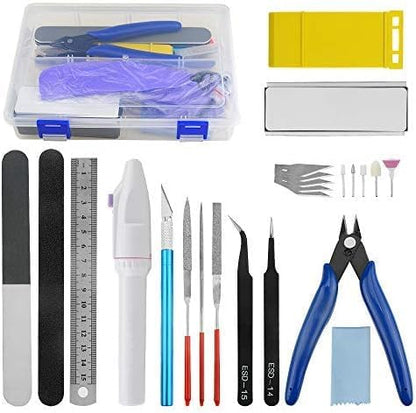 24PCS Modeler Basic Tools Craft Set Gundam Model Tools Kit with Plastic Box for Model Assemble Car Model Building Repairing and Fixing DIY Craft Kit
