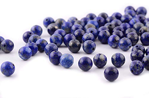 Natural Stone Beads 100pcs 6mm Lapis Lazuli Round Genuine Real Stone Beading Loose Gemstone Hole Size 1mm DIY Charm Smooth Beads for Bracelet Necklace Earrings Jewelry Making (Lapis Lazuli Blue, 6mm) - color: Lapis Lazuli Blue, size: 6mm
