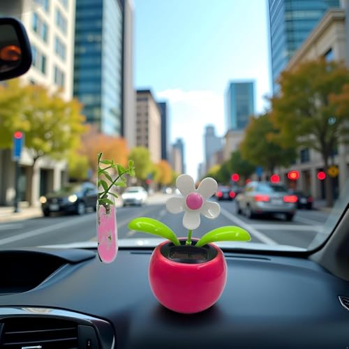 Solar Dancing Flower Car Dashboard Decorations - Funny Solar Powered Dancing Flower Pot Car Ornaments Flower Swinging Toy for Car Decor Funny Gifts for Friends Solar Power Kits