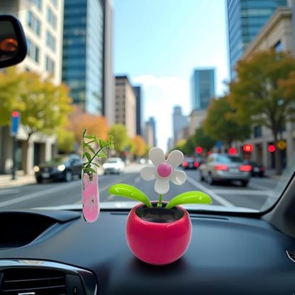 Solar Dancing Flower Car Dashboard Decorations - Funny Solar Powered Dancing Flower Pot Car Ornaments Flower Swinging Toy for Car Decor Funny Gifts for Friends Solar Power Kits
