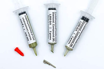 TechDiamondTools Diamond Polishing Paste Kit — 3 Grits (600, 1050, 1500) | USA Made | Oil-Based Syringes | Progressive Polishing Set for Metal, Glass, Gemstone, Knife, Jewelry | 25% Diamond Powder - size: 600 1050 1500 Grit, style: Medium 25% concentratio