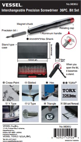 (US Model) VESSEL PRECISION SCREWDRIVER 36PCS BIT SET(English)