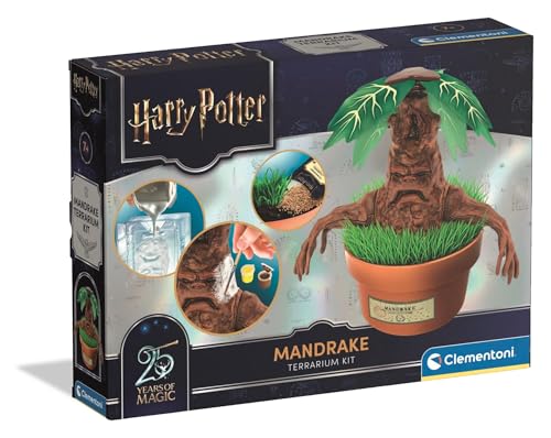 Clementoni - Harry Potter Mandrake Terrarium Kit, Children's Botany Scientific Set, Real Grass Growing Terrarium with Mandrake Figure for Painting, Gift for Children from 7 Years Old - 19458