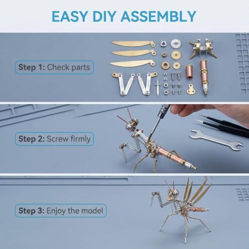 Steampunk Mantis 3D Metal Puzzle Model Mechanical Kits 150+ Parts 2-3 Hours Build No Glue Metal Craft Cool Geek Decor Gift for Adults Men Collectors (Mantis) - style: Mantis